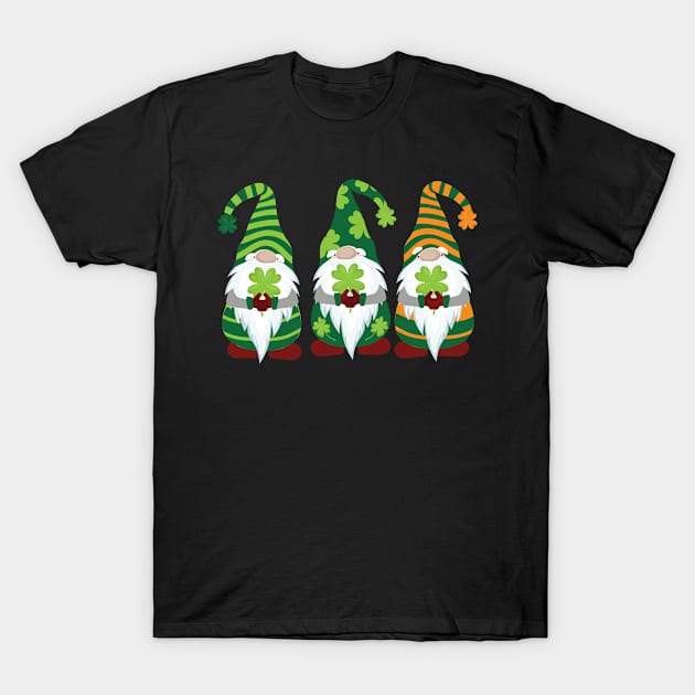 Gnomes St Patricks Day Shamrock Irish Clover T-Shirt by 2blackcherries